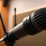 High-quality PG88 wireless microphone receiver with antenna and controls, highlighting its sleek design and professional setup for clear audio transmission.