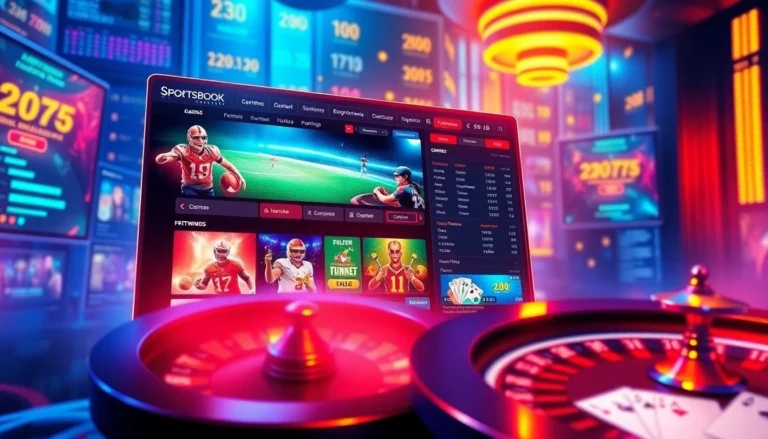 Online sportsbook and casino platform interface with sports, roulette, and cards