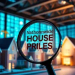 UK real estate market analysis showing Nationwide House Price increase with rising graph and