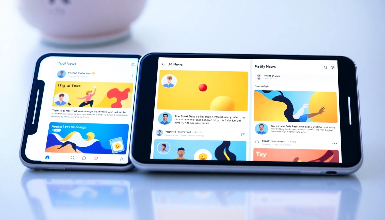 People browsing social platform news updates on smartphones and tablets, highlighting digital