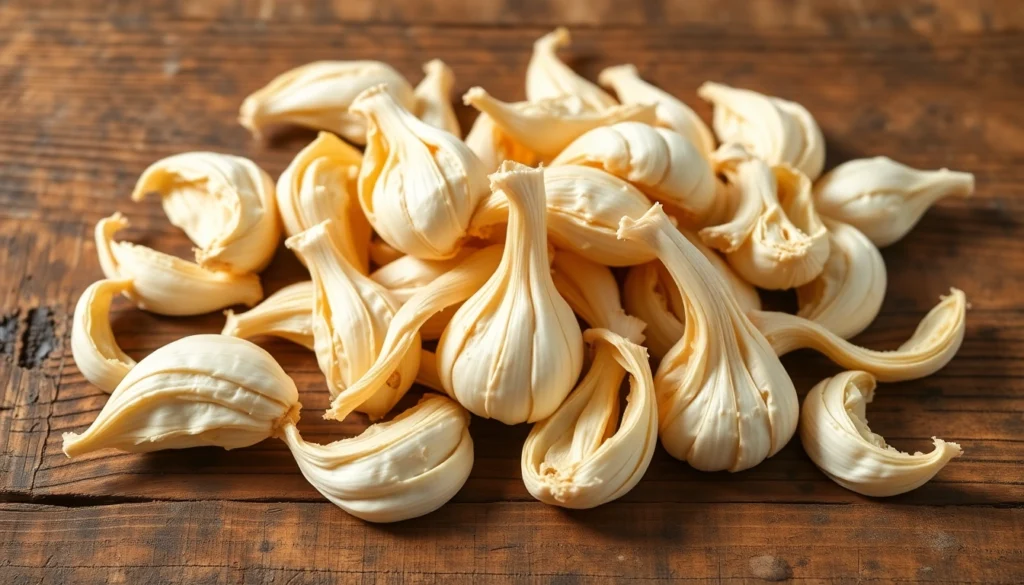 High-quality dehydrated garlic cloves showcasing texture and freshness, ideal for culinary use